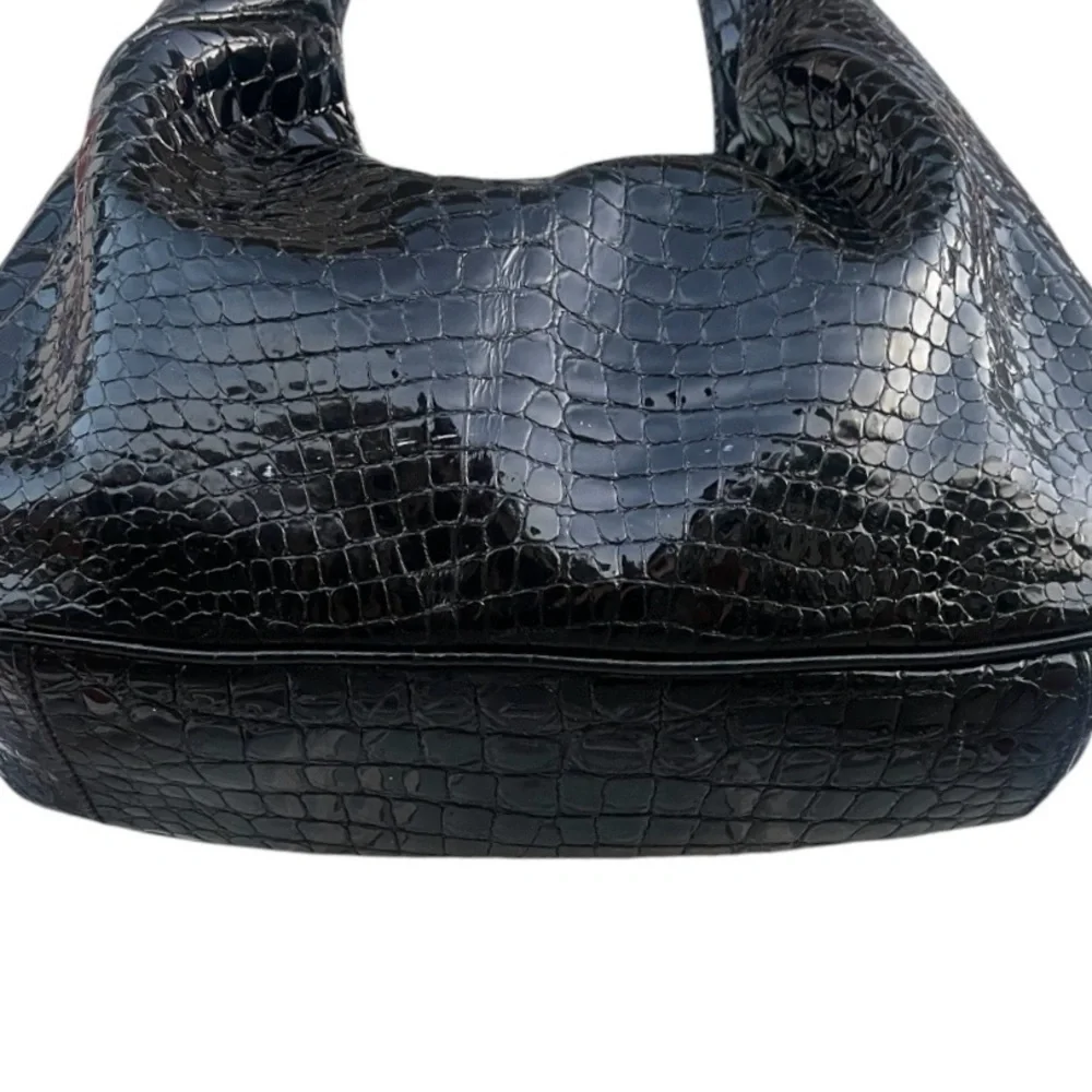 Michael Kors Luxurious Black Croc Embossed Hobo Bag